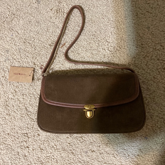 brown corduroy purse